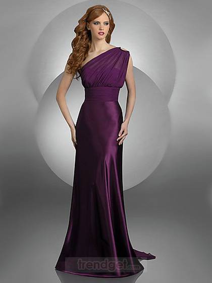 Sell A-line One Shoulder Floor-length Elastic Woven Satin Bridesmaid Dresses