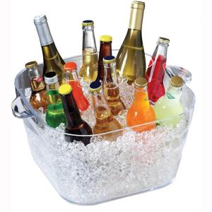 Wholesale beer bucket: Acrylic PC Unbreakable Beer Bucket 18L Big Square Champagne Ice Bucket