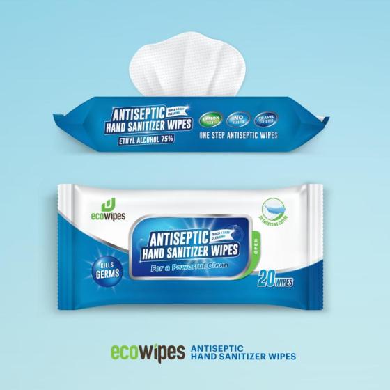 Ecowipes Antiseptic Hand Sanitizer Wipes, 80 Sheets/Pack(id11391381