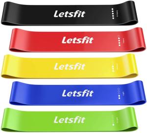 Wholesale resistent: Letsfit Resistance Loop Exercise Bands with Instruction Guide and Carry Bag, Set of 5