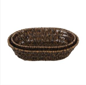 Wholesale brown fiber: Oval Hand-woven Plastic Storage Basket