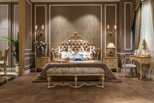 Wholesale wooden art set: Luxury French Royal Wood Double Bed Designs Bedroom Furniture Sets