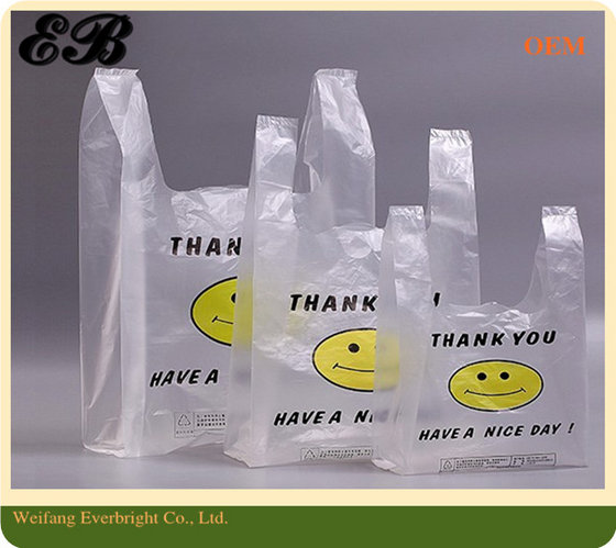 Biodegradable Packing On Roll HDPE Cheap Shopping Custom Printed Plastic T-Shirt Bags Vest Bags ...