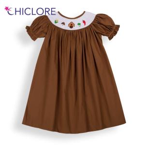 Wholesale anti age: New Arrival Hand Embroidered Baby Dress Lovely Brown Summer Dress