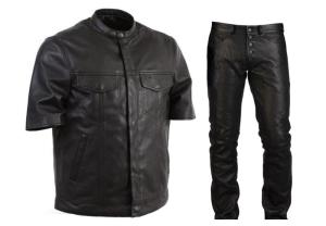 Wholesale dresses: Custom Men's Leather Dress Shirt and Pants 100% Real Cow-Hide Leather Production Material