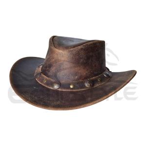 Wholesale cowboy hat: Leather Cowboy Western Hat with Conchos Leather Band