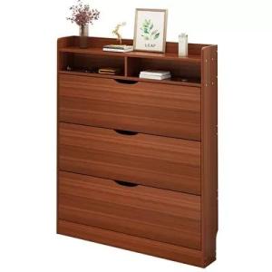 Wholesale sideboard: Brown 2 Tier Shoe Storage Cabinet , Dustproof Front Door Shoe Organizer