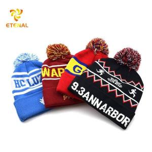 Wholesale woven label: Custom Jaquard Winter Knitted Beanies Hats
