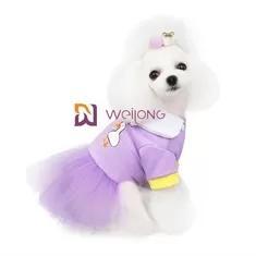 Wholesale dress skirt: Sweet Candy Colored Dog Party Dress PET Clothing CVC Jersey 180G with Sparkly Tulle Skirt
