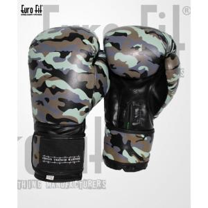 Wholesale boxing training gloves: Custom Logo Camo Leather Boxing Gloves Muay Thai Kick Boxing Gloves Punching MMA Training Taekwondo