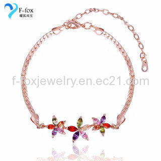 Delicate Jewelry Colored Diamond Flower Shaped Bracelets