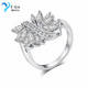 Elegant Women's Platinum Plated Diamond Flower Shape Ring