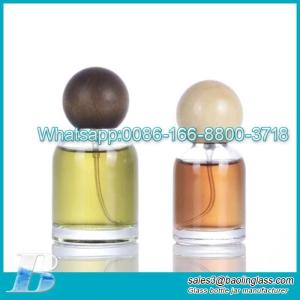 Wholesale thickener: 30ml 50ml Thickened Glass Spray Perfume Bottle with Wood Ball Cap