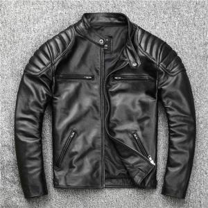 Wholesale of leather: Fashion Monger Style Warm Mens Leather Coat, Biker Cowhide Jacket, Black Genuine Leather