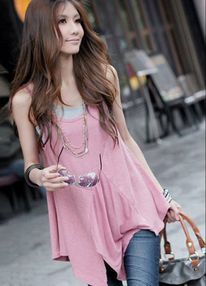 Sell Japanese Street Fashion Pink Vest For Lady Wholesale  