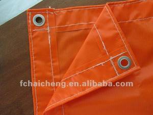 Wholesale d ring pvc tarpaulin: Orange Fireproof PVC Laminated Tarpaulin