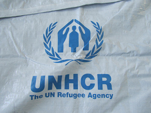 4x5m UNHCR Logo Printed PE Tarpaulin , White Relief Tent Poly Tarp(id ...