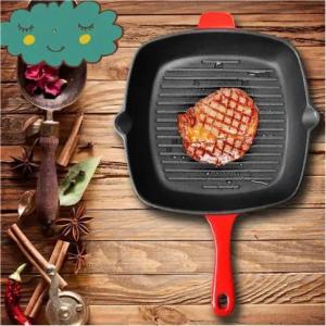 Wholesale frying skillet pan: Enamel Cast Iron Pot Skillet Steak Striped Thick Uncoated Pans Nonstick Frying Pan Cooker Common