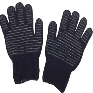 Wholesale silicone oven glove: Anti Cut Kevlar Outer Cotton Inner Heat Resistant Gloves BBQ Gloves Oven Gloves with Silicone Grip
