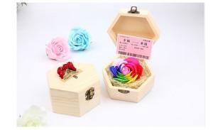 Colorful Artificial Soap Flower Wooden Box Soap Rose Flower...
