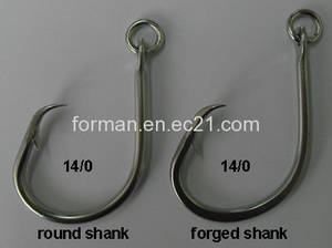 Wholesale forging: Circle Hook with Ring, Forged Shank, 14/0
