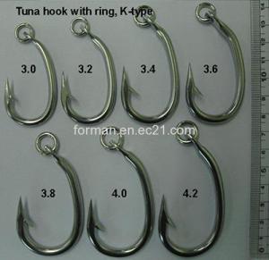 Wholesale tuna: Tuna Hook with Ring, K Type. Stainless Steel