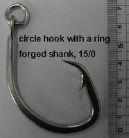 Circle Hook with Ring, Forged Shank, 15/0