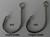Circle Hook with Ring, Forged Shank, 14/0