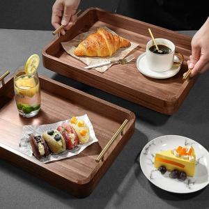 Wholesale serving tray: Walnut Color Wooden Serving Tray Set of 3pcs