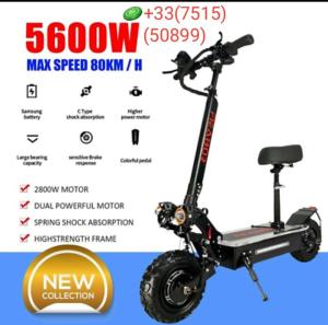 Wholesale black note: Electric Scooter Adult Dual Motor 11inch Off Road Tires Fast Speed 60v 5600w NEW