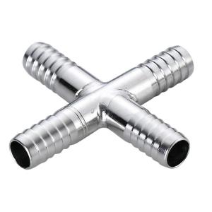 Wholesale pipe connector: Stainless Steel Manifold Hose Barb Connector Four Ways Pipe Fitting for Beverage Water Gas