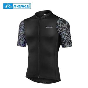 Wholesale reflective fabric: INBIKE Reflection Shirts Polyester Fabric Short Sleeve Anti Skid Bicycle Cycling Jersey JS201