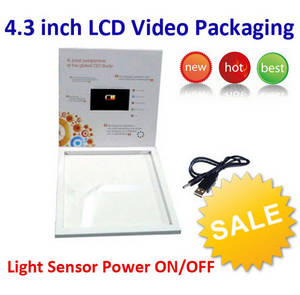 Wholesale digital greeting card: 4.3 Inch Video Presentation Box LCD Packaging with Light Sensor 256MB Memory
