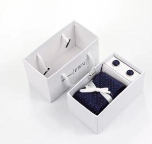 Wholesale gift box: FN-048 Iuxury Private Label Custom Logo Polyester Fabric Necktie with Hankie with Gift Box Set
