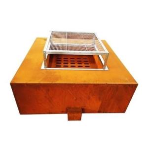 Wholesale outdoor bbq grill: 120cm Larger Outdoor Heating Square Corten Steel Wood Burning Fire Pit Table