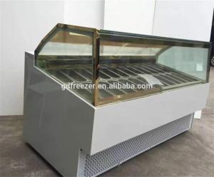 Wholesale curtain led display: 24 Trays Square Glass Commercial Gelato / Ice Cream Display Showcase Freezer