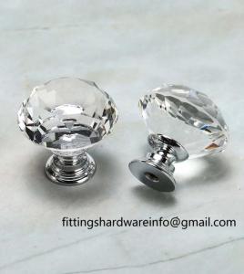 Wholesale glass furniture: Furniture Hardware Door Cabinet Kitchen Furniture Crystal Pull Handle Glass Pull for Wardrobe