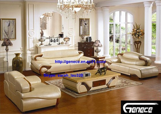 Classic Solidwood Frame Sofa Suite, Thick Leather Sofa