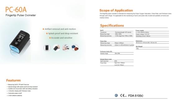 Fingertip Pulse Oximeter with FDA, 4-direction Display Mode, Pouch, OLED Display of SPO2