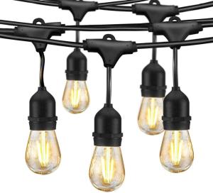 Wholesale copper wire: Waterproof LED Outdoor String Lights - Hanging 2W Vintage Edison Bulbs S14 LED Bulb