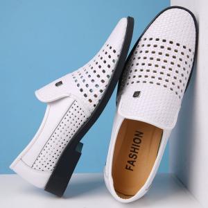 Wholesale leather shoes: Summer Men's Sandals/ Hollow Leather Shoes/Summer Breathable Hole Leather Sandals/Business and Leisu