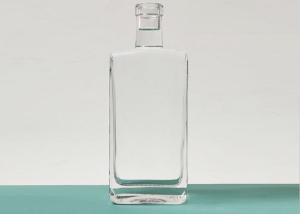 Wholesale silicone bottle: 350ml Rectangular GPI Finish Extra White Flint Glass Vodka Gin Bottle