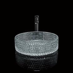 Wholesale counter basin: 395mm Round Glass Wash Basin Hand Wash 45mm Dia No Hole for Hotel Bathroom