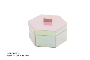 Wholesale fashion jewelry boxes: Colorful Gradient Glass Hexagonal Glass Jewelry Box