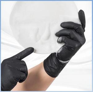 Wholesale convenient washing powder: Black Diamond Texture Disposable Nitrile Gloves Powder Free for Automobile Industrial