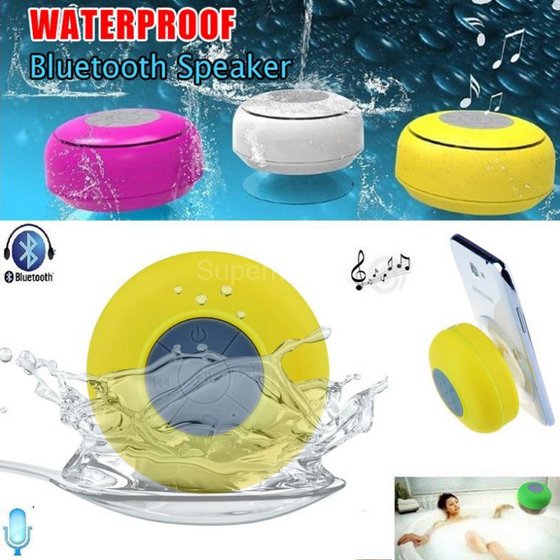 Yellow BTS-06 Waterproof Shower Bluetooth Speaker Wireless Mini USB Charger 