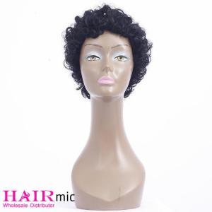 Wholesale 100 human hair: Short Curly 100%human Hair Wig with Bangs