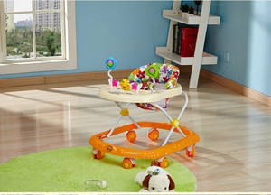 Easy Folding Portable Pusher Baby Walker with 8 Wheels for...