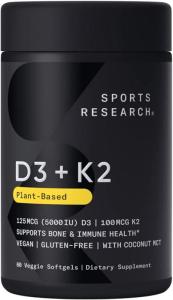 Wholesale research: Sports Research Vitamin D3 + K2 with 5000iu of Plant-Based D3