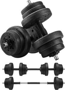 Wholesale fitting: SONGMICS 2-IN-1 Dumbbells Set, 2 X 10 Kg Adjustable Dumbbells with Extra Barbell Bar